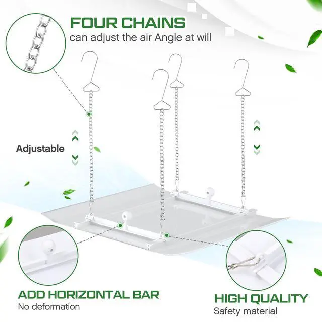 Alt view image 3 of 6 - 2 Set Air Vent Deflector Adjustable Square Ac Vent Deflector, 11.8'' | Central Conditioner Deflector, Rv Airflow Diverter with Chains Waterproof Cotton, Windshield Accessory for Ceiling Home HVAC