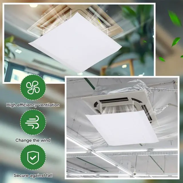 Alt view image 5 of 6 - 2 Set Air Vent Deflector Adjustable Square Ac Vent Deflector, 11.8'' | Central Conditioner Deflector, Rv Airflow Diverter with Chains Waterproof Cotton, Windshield Accessory for Ceiling Home HVAC
