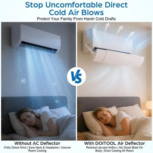 Alt view image 2 of 7 - 41 Inch Adjustable Air Conditioner Deflector for Mini Split and Window Units Retractable Windshield with Anti-Direct Air Blow Design Easy Installation for Home and Office Cooling