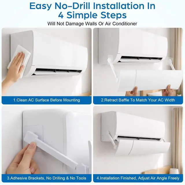 Alt view image 5 of 7 - 41 Inch Adjustable Air Conditioner Deflector for Mini Split and Window Units Retractable Windshield with Anti-Direct Air Blow Design Easy Installation for Home and Office Cooling