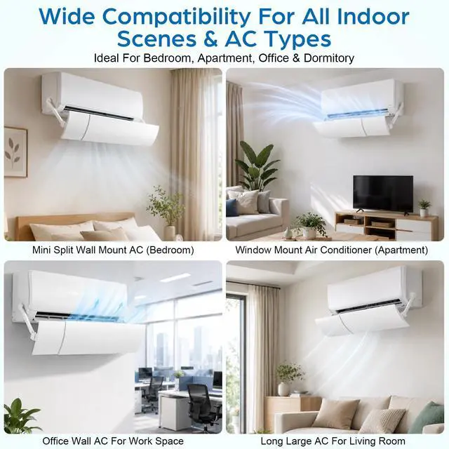 Alt view image 6 of 7 - 41 Inch Adjustable Air Conditioner Deflector for Mini Split and Window Units Retractable Windshield with Anti-Direct Air Blow Design Easy Installation for Home and Office Cooling