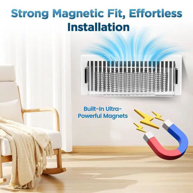Alt view image 2 of 7 - Air Vent Deflectors 2 Pack, Magnetic Adjustable Cover 9-15 in | Clear wave-pattern polycarbonate directs heat/A/C airflow; fits metal floor/wall/ceiling registers, HVAC grilles, home vents