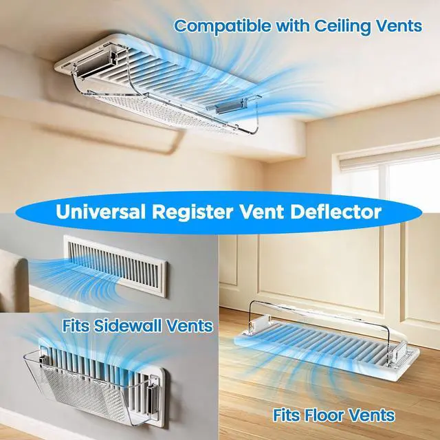 Alt view image 3 of 7 - Air Vent Deflectors 2 Pack, Magnetic Adjustable Cover 9-15 in | Clear wave-pattern polycarbonate directs heat/A/C airflow; fits metal floor/wall/ceiling registers, HVAC grilles, home vents