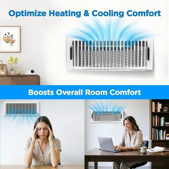 Alt view image 4 of 7 - Air Vent Deflectors 2 Pack, Magnetic Adjustable Cover 9-15 in | Clear wave-pattern polycarbonate directs heat/A/C airflow; fits metal floor/wall/ceiling registers, HVAC grilles, home vents
