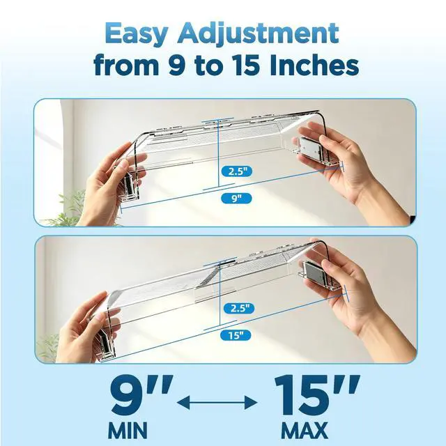 Alt view image 7 of 7 - Air Vent Deflectors 2 Pack, Magnetic Adjustable Cover 9-15 in | Clear wave-pattern polycarbonate directs heat/A/C airflow; fits metal floor/wall/ceiling registers, HVAC grilles, home vents