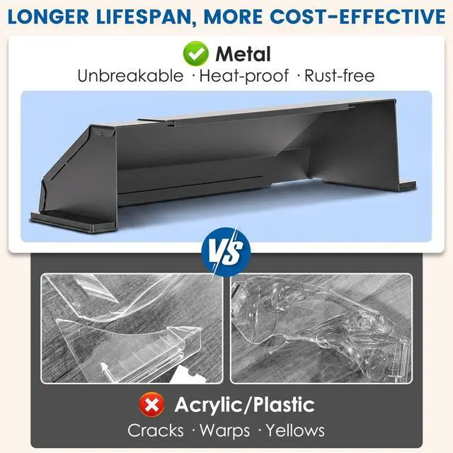Alt view image 3 of 7 - Metal Air Vent Deflector for Floor & Wall Registers | Magnetic Vent Deflector Heavy Duty Heat Resistant HVAC AC Vent Redirector, Adjustable 8 to 14 Inch with Screws,1 Pack,Black