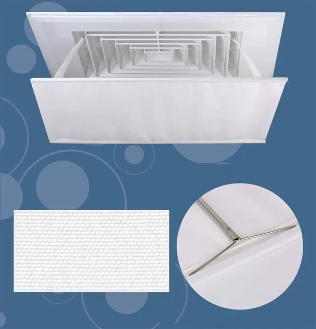 Alt view image 3 of 6 - Canvas Adjustable Reusable Heat and Air Deflector White 17.5"x17.5" | for Drop Ceiling Vents RV, Home HVAC, AC and Ceiling Registers Air Conditioner Deflector