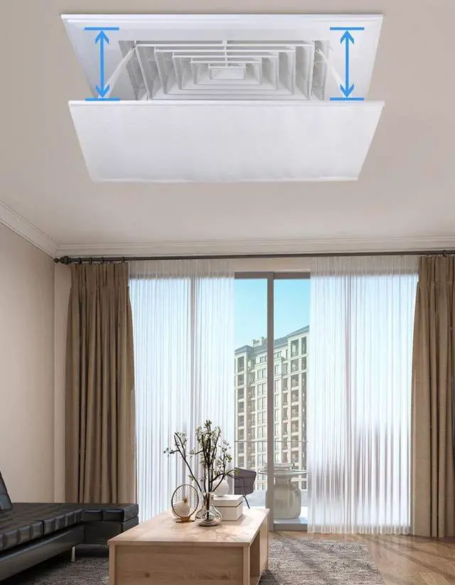 Alt view image 5 of 6 - Canvas Adjustable Reusable Heat and Air Deflector White 17.5"x17.5" | for Drop Ceiling Vents RV, Home HVAC, AC and Ceiling Registers Air Conditioner Deflector