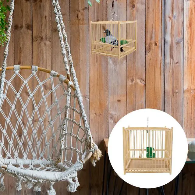 Alt view image 2 of 7 - Portable Bird Cage for Parakeet Cockatiel Handmade Birdcage Small Birdcage