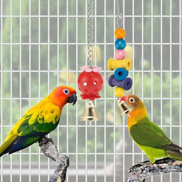 Alt view image 4 of 6 - Bird Parakeet Toys - Swing Hanging Standing Chewing Hammock Climbing Ladder Bird Cage Colorful Toys Suitable for Budgerigar, Parakeet, Conure, Cockatiel, Mynah, Love Birds, Finches