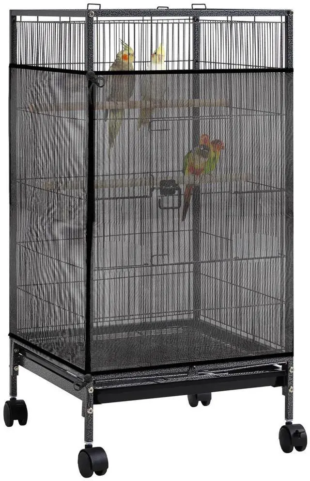 Main image of Large Bird Cage Seed Catcher 31 x 118 inches Adjustable Soft Airy Skirt Guard Birdcage Nylon Mesh Net, Birdcage Cover Skirt Seed Guard for Parrot Parakeet Macaw Round Square Cages
