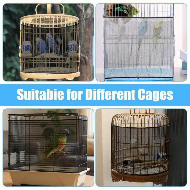 Alt view image 5 of 6 - Large Bird Cage Seed Catcher 31 x 118 inches Adjustable Soft Airy Skirt Guard Birdcage Nylon Mesh Net, Birdcage Cover Skirt Seed Guard for Parrot Parakeet Macaw Round Square Cages