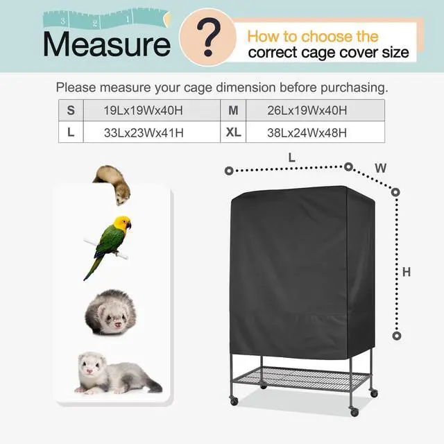 Alt view image 2 of 7 - Bird Universal Pet Cage Cover Good Night, Black, L | For Cats, Mink, Totoro, Parakeet, Parrot and Small Animals