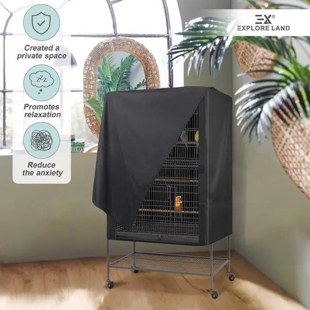 Alt view image 7 of 7 - Bird Universal Pet Cage Cover Good Night, Black, L | For Cats, Mink, Totoro, Parakeet, Parrot and Small Animals