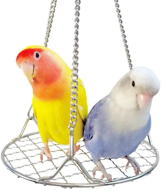 Main image of Bird Swing Perch Stainless Steel, Toy for Small Animal Parakeet Cockatiels Conures, Hanging Bird Cage Accessories to Balance Training for Budgies, Parrotlets, Rats, Hamsters, Sugar Gliders