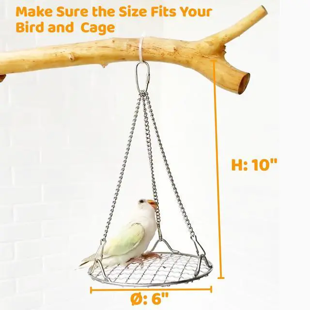 Alt view image 5 of 6 - Bird Swing Perch Stainless Steel, Toy for Small Animal Parakeet Cockatiels Conures, Hanging Bird Cage Accessories to Balance Training for Budgies, Parrotlets, Rats, Hamsters, Sugar Gliders