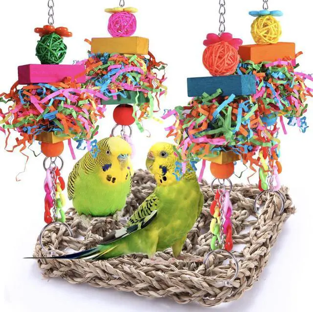 Main image of Parakeet Toys Bird Toys Conure Toys Birdcage Stands Bird Foraging Wall Seagrass Woven Hammock Swing Mat for Lovebirds,Cockatiel,Budgie and Other Small to Middle Birds