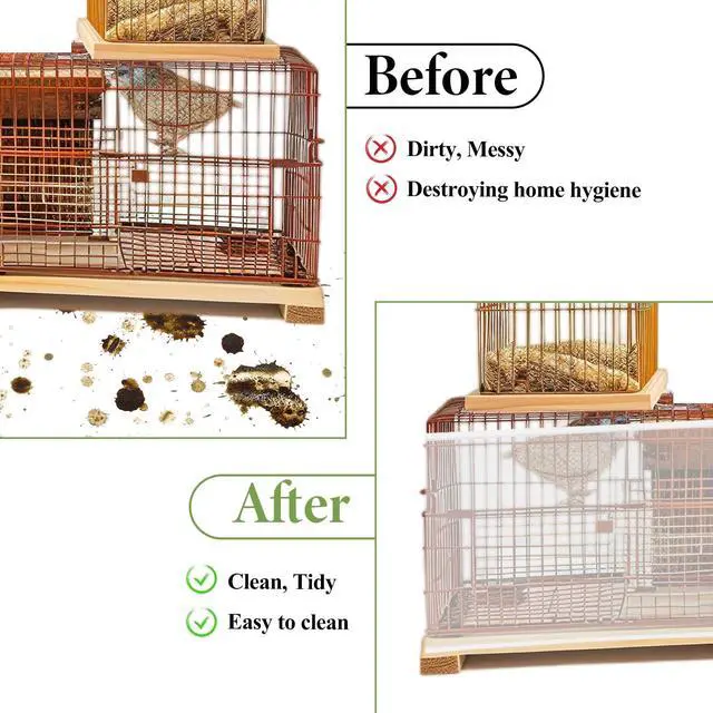 Alt view image 4 of 7 - Bird Cage Seed Catcher White Bird Cage Net Cover Adjustable Birds Cages Netting Seed Catcher Stretchy Birds Cages Guard for Parrot Enclosures