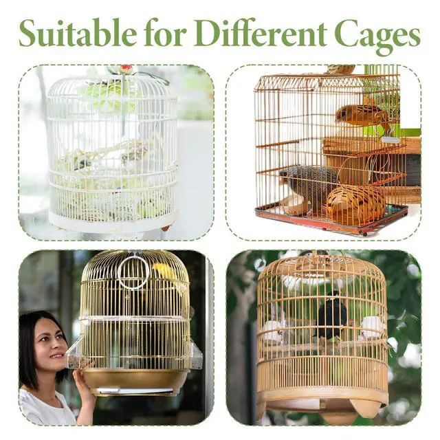 Alt view image 5 of 7 - Bird Cage Seed Catcher White Bird Cage Net Cover Adjustable Birds Cages Netting Seed Catcher Stretchy Birds Cages Guard for Parrot Enclosures