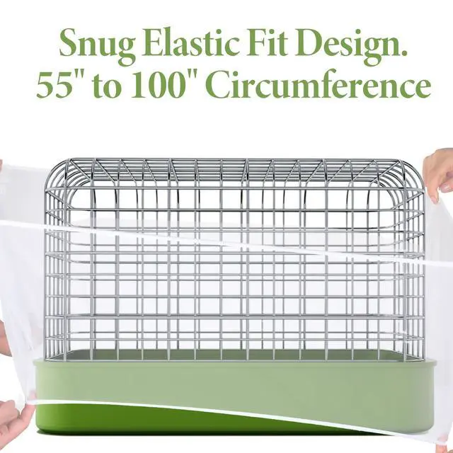 Alt view image 6 of 7 - Bird Cage Seed Catcher White Bird Cage Net Cover Adjustable Birds Cages Netting Seed Catcher Stretchy Birds Cages Guard for Parrot Enclosures