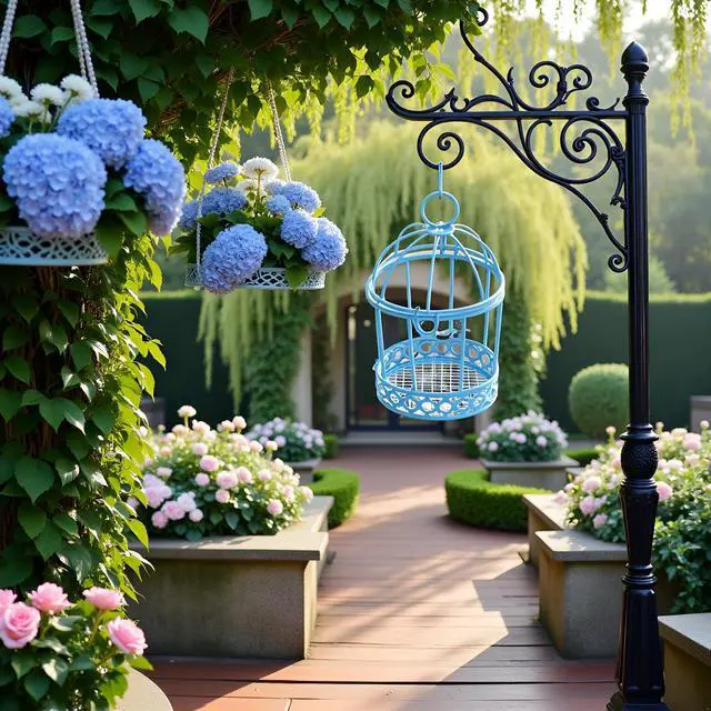 Alt view image 4 of 7 - Blue Miniature Metal Wire Bird Cage Tealight Candle Holder Hanging Birdcage Lantern Wedding Candy Party Favor Box for Wedding Home Table DIY Decor