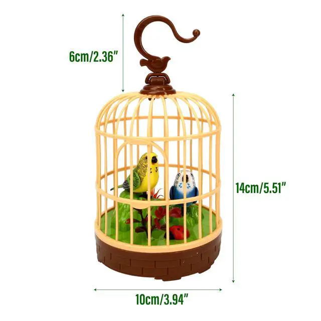 Alt view image 2 of 7 - Singing Bird in a Cage Toy, Voice-Activated Induction Birdcage with Talking Chirping Parrot, Realistic Moving Animation, Lifelike Sound, Motion Sensor Music Box, Desk Room Decor (No battery included)