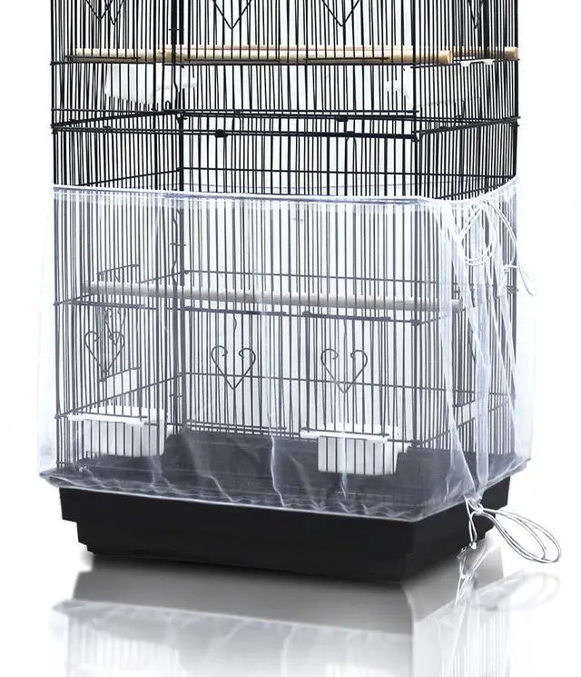 Main image of Bird Cage Seed Cather,Universal Adjustable Birdcage Cover Skirt | Nylon Mesh Netting Parrot Parakeet Macaw African Round Square Cages Cover