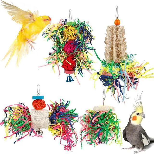 Main image of Bird Shredding Foraging Toys Parakeet Toy Chewing Hanging Toy Shredded Paper Bird Cage Accessories Bird Rope Perch for Conure Cockatiel Budgies Lovebird Parrotlet