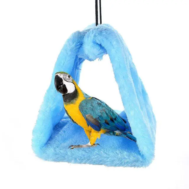 Alt view image 2 of 7 - Winter Warm Bird Nest House Shed Hut Hanging Hammock Finch Cage Plush Fluffy Birds Hut Hideaway for Hamster Parrot Macaw Budgies Eclectus Parakeet Cockatiels Cockatoo Lovebird (M, Blue)
