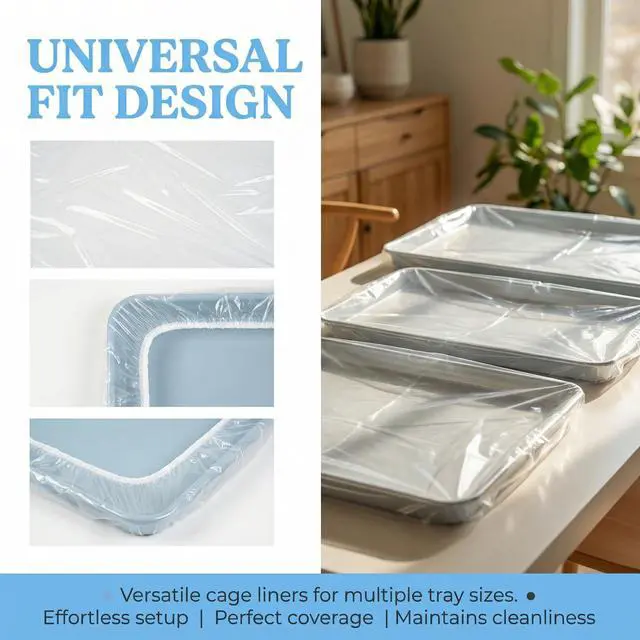 Alt view image 4 of 6 - 100 Pcs Universal Bird Cage Liners - 23X19 Inch Disposable Leak-Proof Elastic Edge Pet Cage Waste Bags for Most Bird Cages
