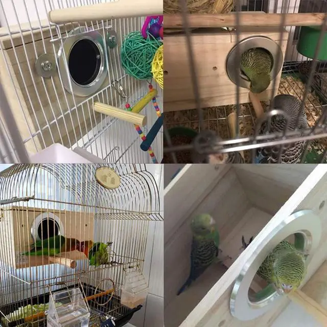 Alt view image 4 of 7 - Wood Parakeet Nest Box with Natural Nesting Pads, Breeding Bird Cage House for Lovebirds Cockatiel Parrotlets Budgerigar Small Parrot