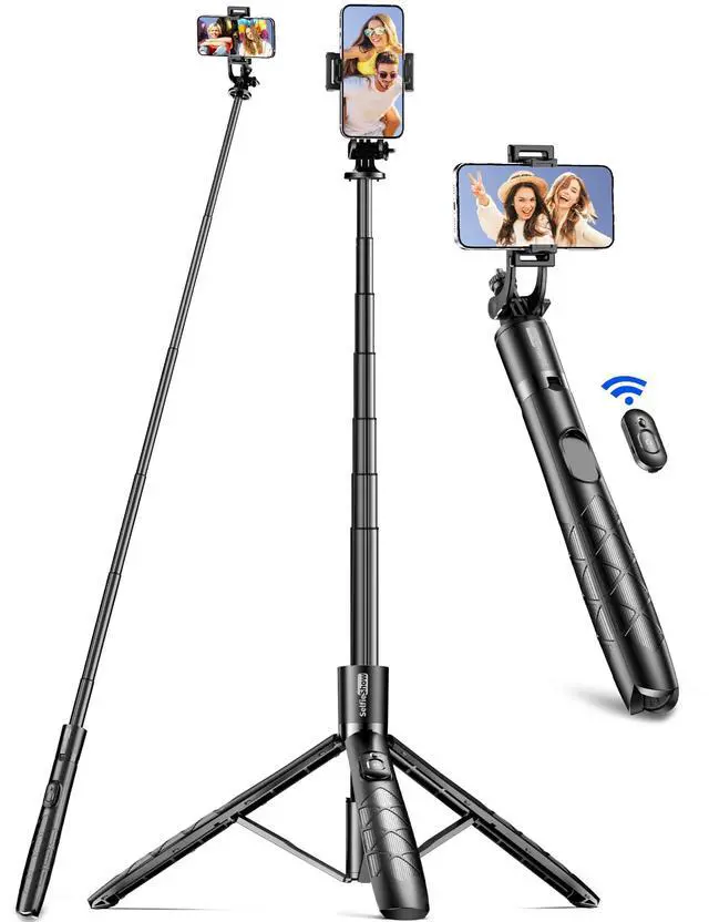 Main image of Aluminum 71" Phone Tripod, Travel Tripods for iPhone with Remote, Extendable Cell Phone Selfie Stick Tripod Stand Compatible with iPhone 17/16/15/14/13/Android/Camera
