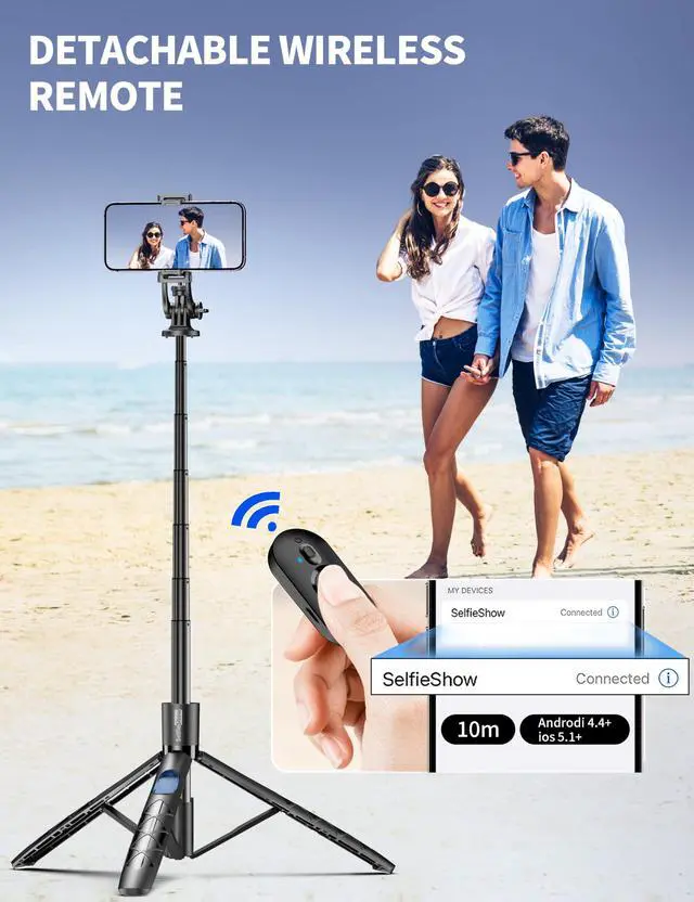 Alt view image 4 of 7 - Aluminum 71" Phone Tripod, Travel Tripods for iPhone with Remote, Extendable Cell Phone Selfie Stick Tripod Stand Compatible with iPhone 17/16/15/14/13/Android/Camera