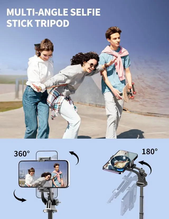 Alt view image 5 of 7 - Aluminum 71" Phone Tripod, Travel Tripods for iPhone with Remote, Extendable Cell Phone Selfie Stick Tripod Stand Compatible with iPhone 17/16/15/14/13/Android/Camera
