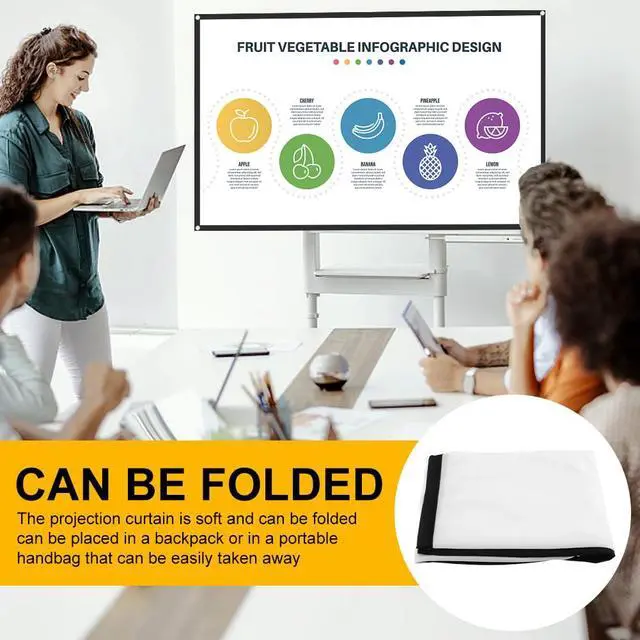 Alt view image 4 of 7 - Projector Screen, 4K HD Home Movie Projection Screen, 60" Anti-Crease Theater Screens Indoor Outdoor