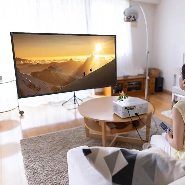 Alt view image 7 of 7 - Projector Screen, 4K HD Home Movie Projection Screen, 60" Anti-Crease Theater Screens Indoor Outdoor