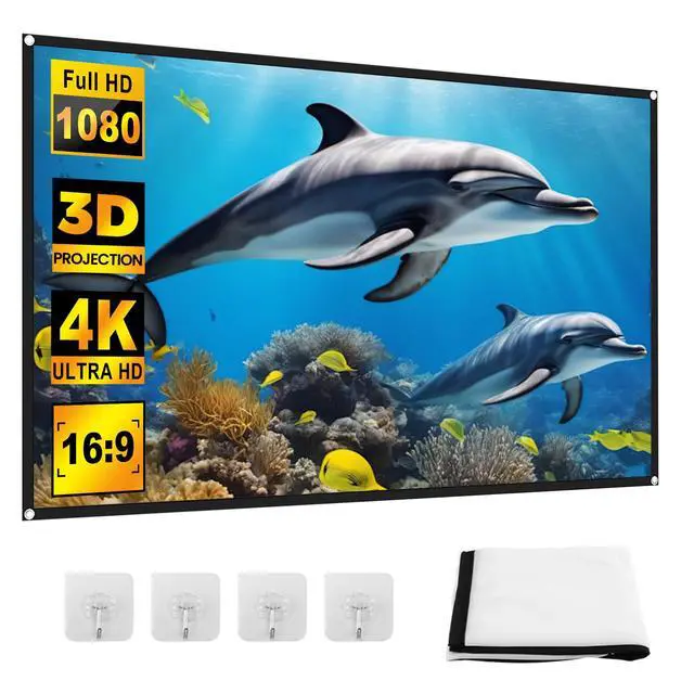 Alt view image 3 of 7 - 72 Inch 16:9 Foldable Projection Screen with Hanging Hooks, Thickened Milk Silk Wrinkle-Free Projector Screen, Supports Front & Rear Projection Portable Movie Screen