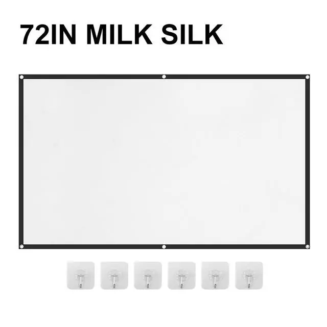 Alt view image 2 of 7 - 72 Inch 16:9 Foldable Projection Screen with Hanging Hooks, Thickened Milk Silk Wrinkle-Free Projector Screen, Supports Front & Rear Projection Portable Movie Screen