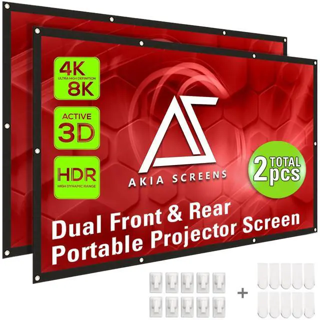 Main image of 120" Dual Projection Projector Screen, 16:9 Front & Rear, Portable Foldable Anti-Crease, 8K / 4K Ultra HD Ready Indoor Outdoor Home Theater Screen, AK-DIYOUTDOOR120H1.