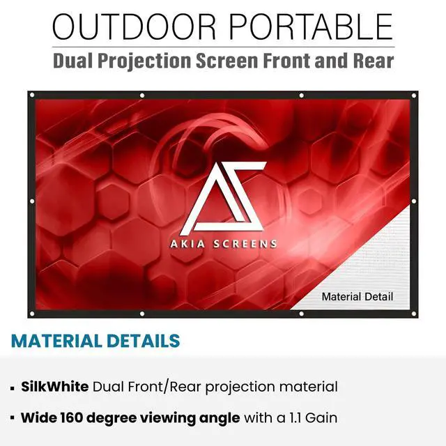 Alt view image 3 of 4 - 120" Dual Projection Projector Screen, 16:9 Front & Rear, Portable Foldable Anti-Crease, 8K / 4K Ultra HD Ready Indoor Outdoor Home Theater Screen, AK-DIYOUTDOOR120H1.