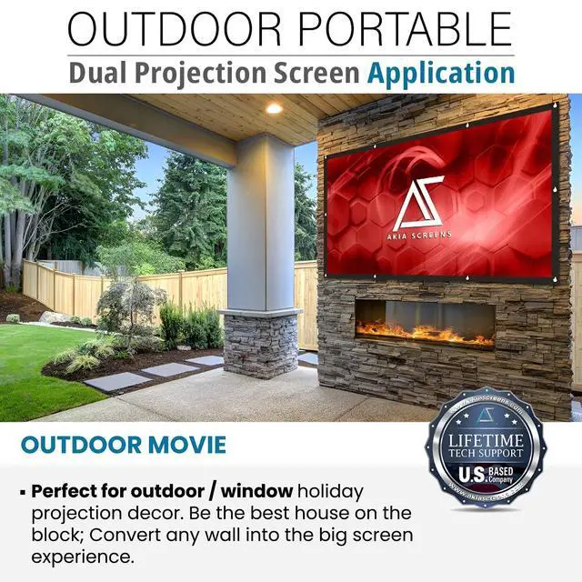 Alt view image 4 of 4 - 120" Dual Projection Projector Screen, 16:9 Front & Rear, Portable Foldable Anti-Crease, 8K / 4K Ultra HD Ready Indoor Outdoor Home Theater Screen, AK-DIYOUTDOOR120H1.