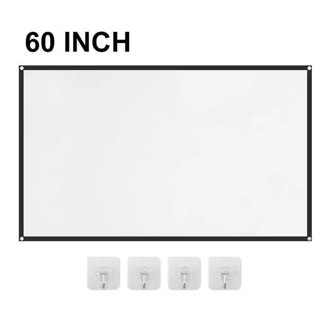 Alt view image 2 of 7 - Projector Screen, White Projector Screen, 16:9 No Crease Home Theater Foldable Projection Screen 60"|72"|84"|100"|120"|150"