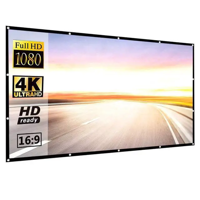 Alt view image 3 of 7 - Projector Screen, White Projector Screen, 16:9 No Crease Home Theater Foldable Projection Screen 60"|72"|84"|100"|120"|150"