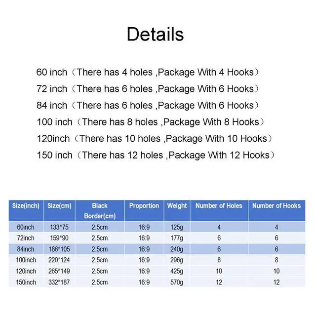 Alt view image 7 of 7 - Projector Screen, White Projector Screen, 16:9 No Crease Home Theater Foldable Projection Screen 60"|72"|84"|100"|120"|150"