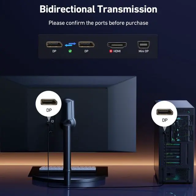 Alt view image 3 of 7 - DisplayPort to DisplayPort 6 Feet Cable, Benfei DP to DP Male to Male Cable Gold-Plated Cord, Supports 4K@60Hz, 2K@144Hz Compatible for Lenovo, Dell, HP, ASUS and More