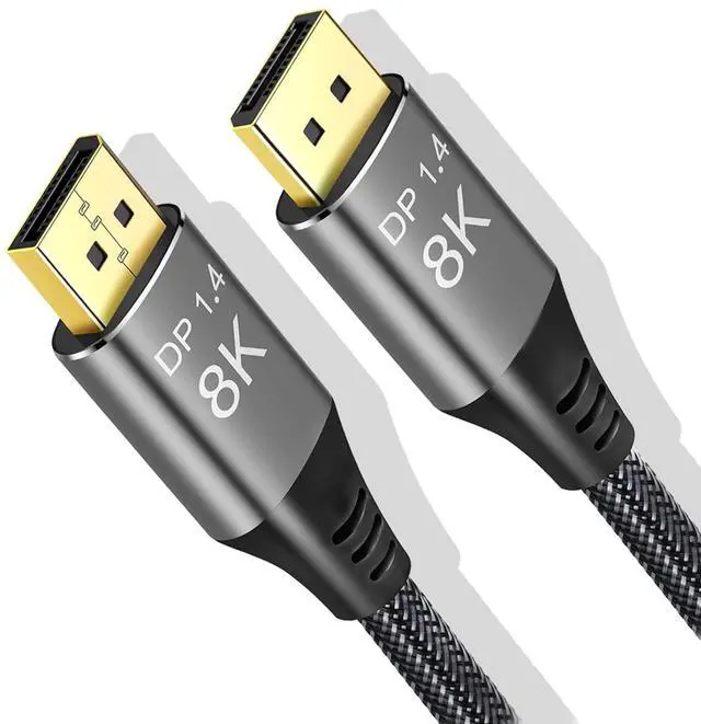 Main image of DisplayPort Cable 1.4, 8K@60Hz 4K@144Hz Ultra HD DisplayPort Cord | 32.4Gbps HDR HDCP, FreeSync G-Sync, Braided DP Cables for Monitors, HDTVs, Gaming, PC Graphics 1.5ft/0.5M