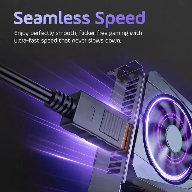 Alt view image 3 of 7 - Premium 6ft DisplayPort Cable 4K@60Hz, 1440p@165Hz, 1080p@240Hz, High-Speed HD DP to DP Cord with Locking Latches, Designed for PC, Graphics Card, TV, Laptop, Monitor and Gaming PC Accessories