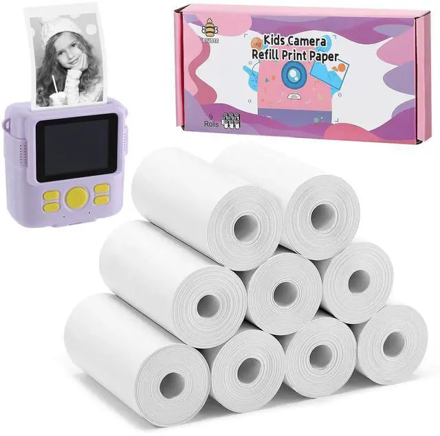 Main image of 9 Roll 1''×2.2'' Kids Camera Paper Roll Refill for Kid Camera Instant Print | Photo Print HD Printing Thermal Print Paper Rolls for 4 5 6 7 8 9 10 Year Old Girls Boys Birthday Gifts, Paper Only