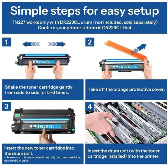 Alt view image 5 of 6 - TN227 TN-227C High Yield Toner Cartridge Cyan Replacement for Brother TN227C TN-227 HL-L3270CDW MFC-L3770CDW HL-L3290CDW MFC-L3750CDW HL-L3210CW Printer 1 Pack