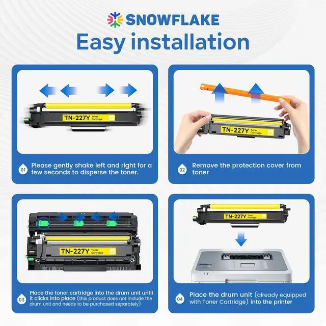 Alt view image 5 of 6 - TN227 TN227Y High Yield Toner Cartridge Compatible TN-227Y Toner Replacement for Brother TN-227 TN227 MFC-L3770CDW MFC-L3710CW Printer Toner (1 Yellow).